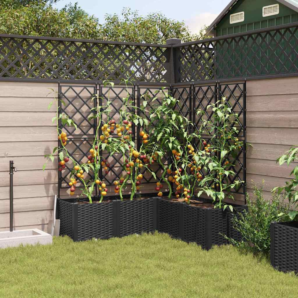 Vaso da giardino 5 pcs Nero 120 x 120 x 143 cm Acciaio