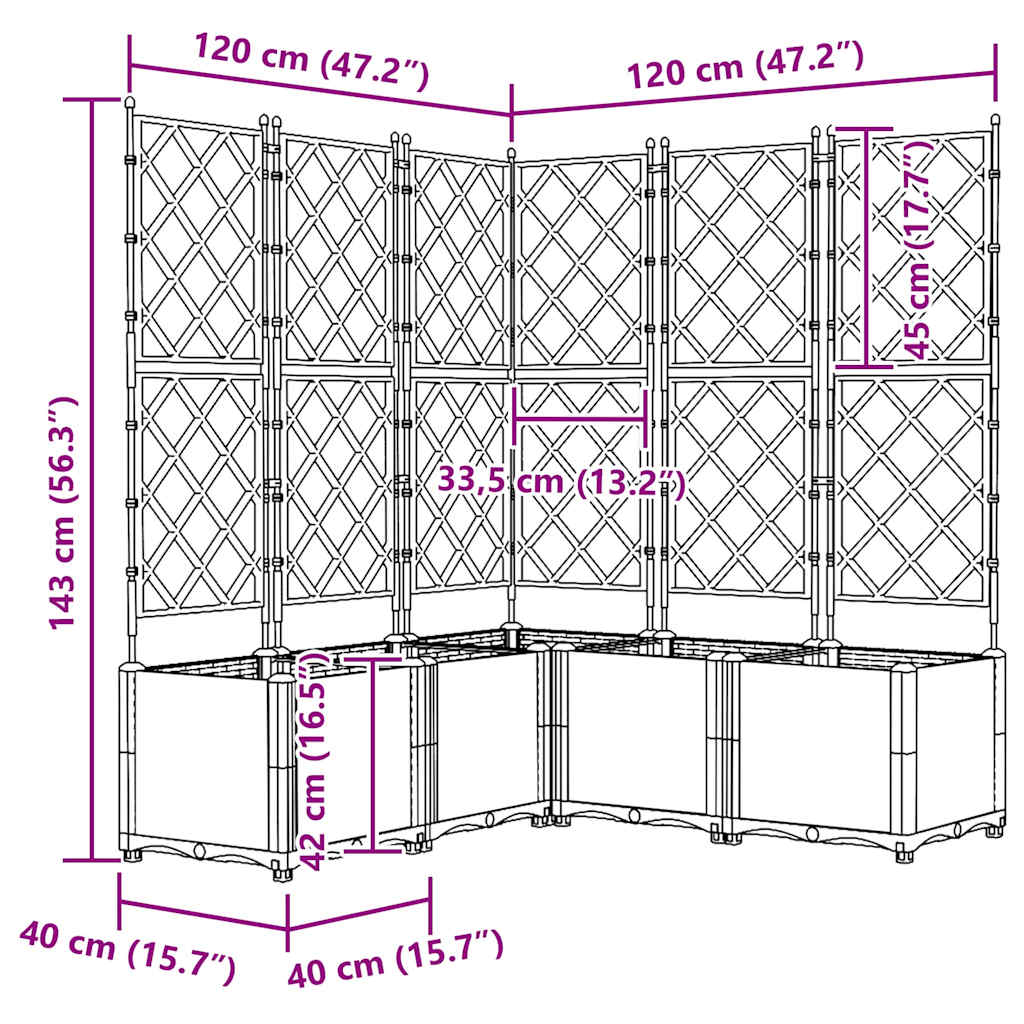 Vaso da giardino 5 pcs Nero 120 x 120 x 143 cm Plastica | homemem39