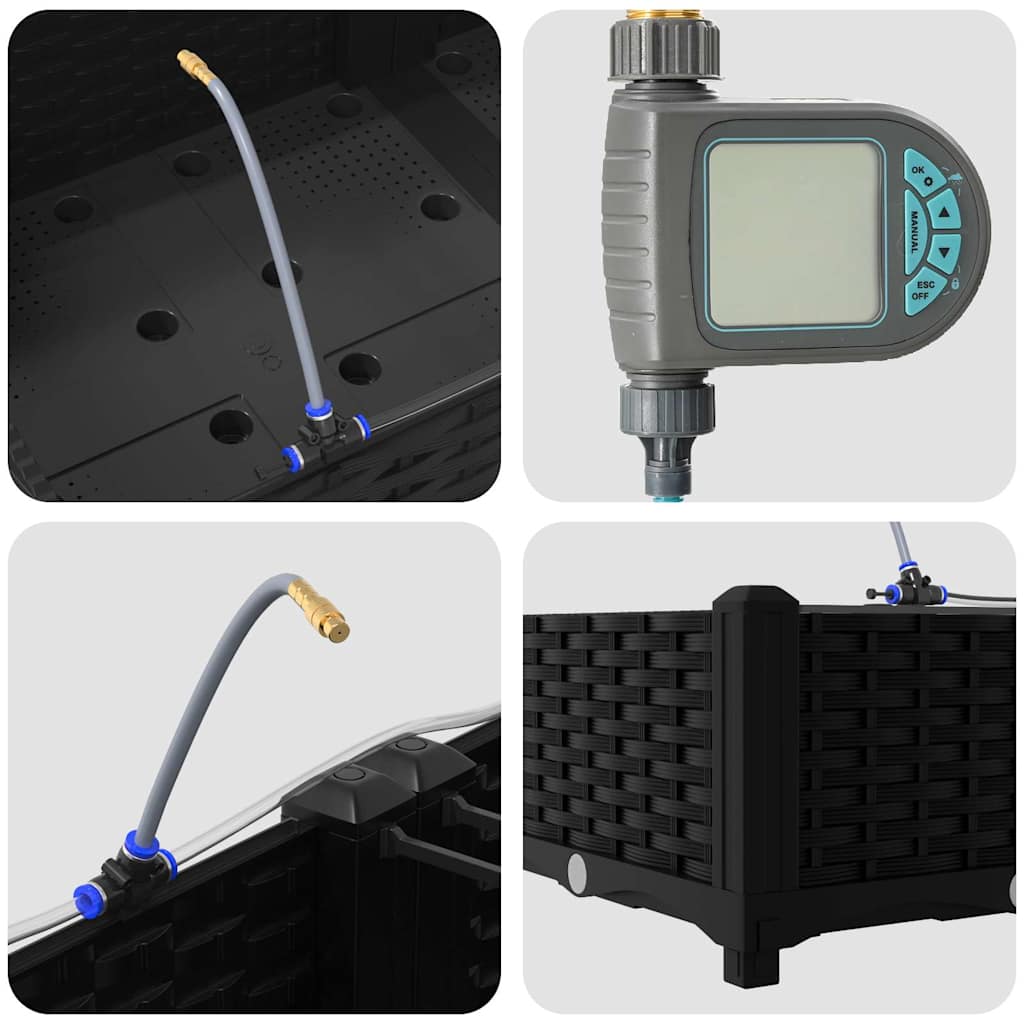 Vaso da giardino 4 pcs Nero Acciaio