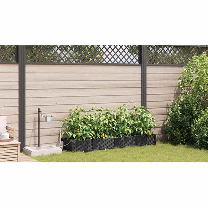 Vaso da giardino 4 pcs Nero Acciaio