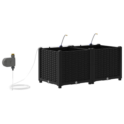 Vaso da giardino 2 pcs Nero Acciaio