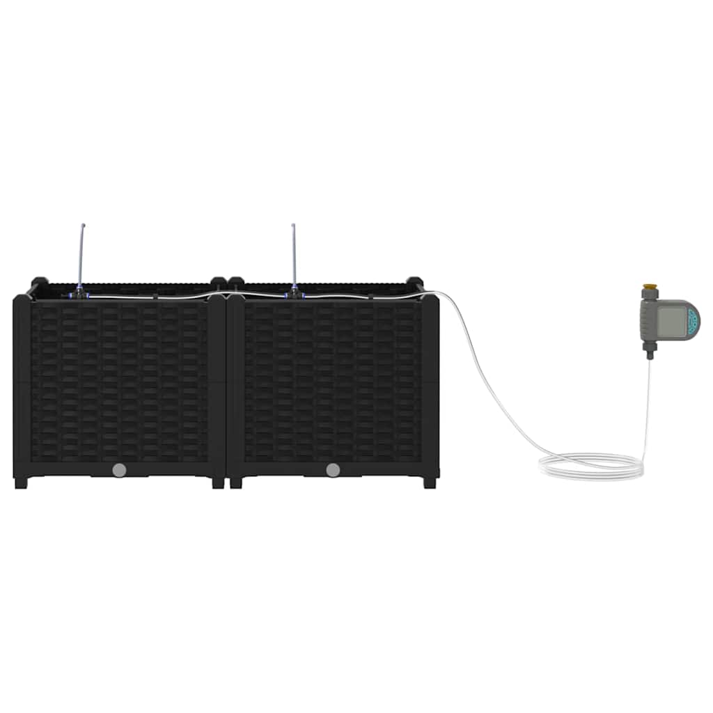 Vaso da giardino 2 pcs Nero Acciaio