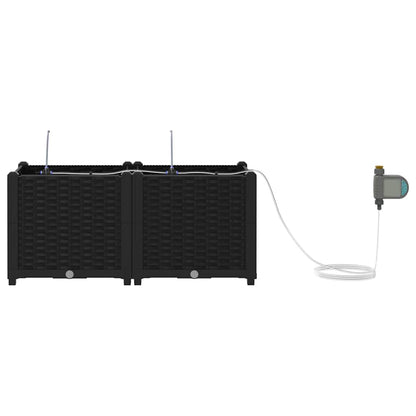 Vaso da giardino 2 pcs Nero Acciaio