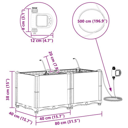 Vaso da giardino 2 pcs Nero Acciaio