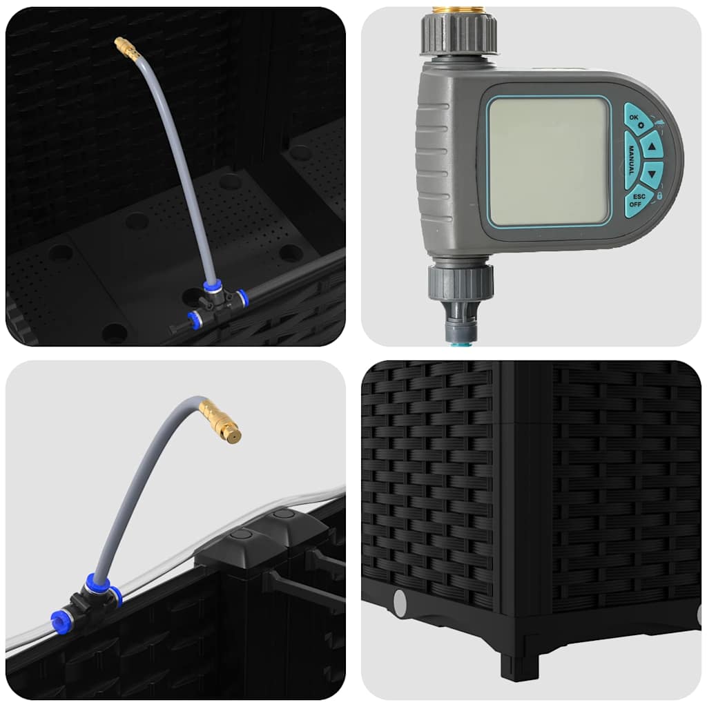 Vaso da giardino 3 pcs Nero Acciaio