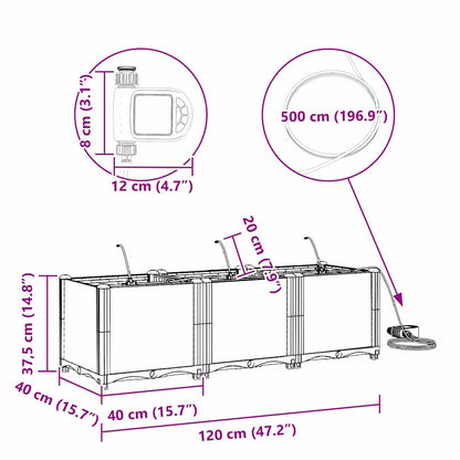Vaso da giardino 3 pcs Nero Acciaio