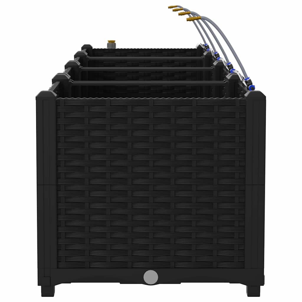 Vaso da giardino 4 pcs Nero Acciaio