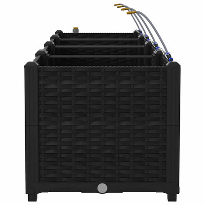 Vaso da giardino 4 pcs Nero Acciaio