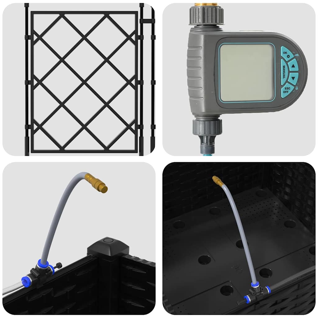 Vaso da giardino Nero 40 x 40 x 126 cm Acciaio