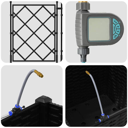 Vaso da giardino Nero 40 x 40 x 142 cm Acciaio