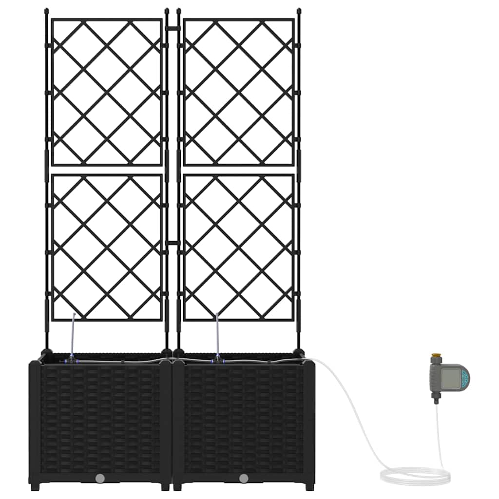 Vaso da giardino 2 pcs Nero Acciaio