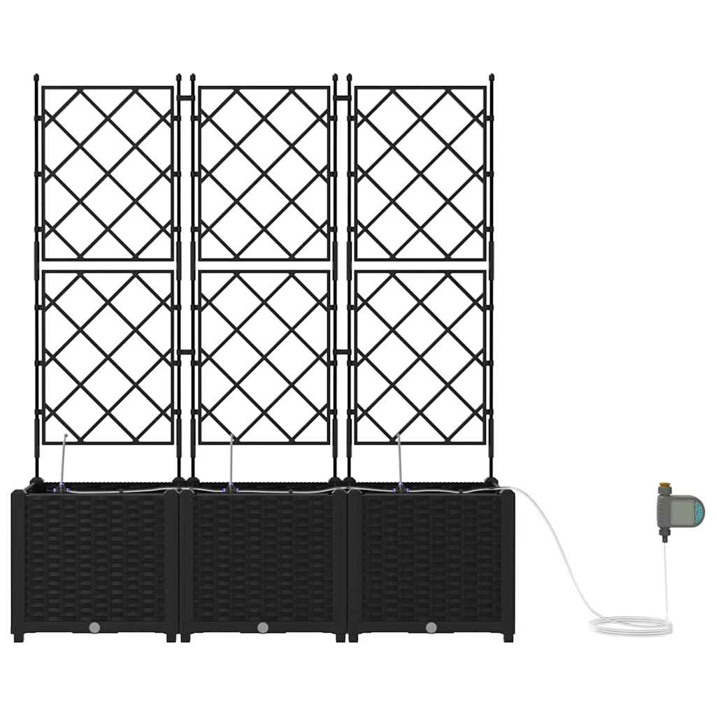 Vaso da giardino 3 pcs Nero Acciaio
