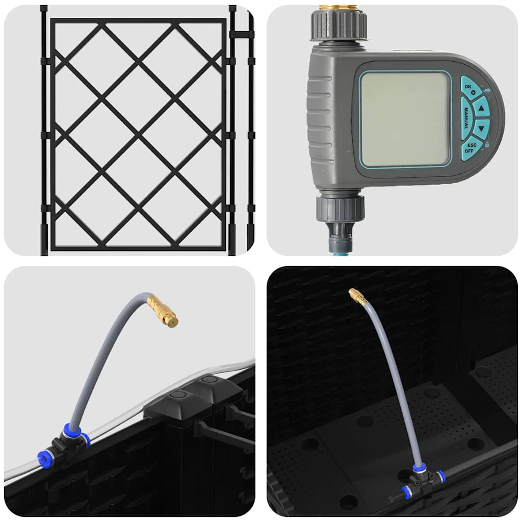 Vaso da giardino 3 pcs Nero Acciaio