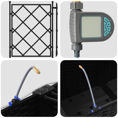 Vaso da giardino 3 pcs Nero Acciaio