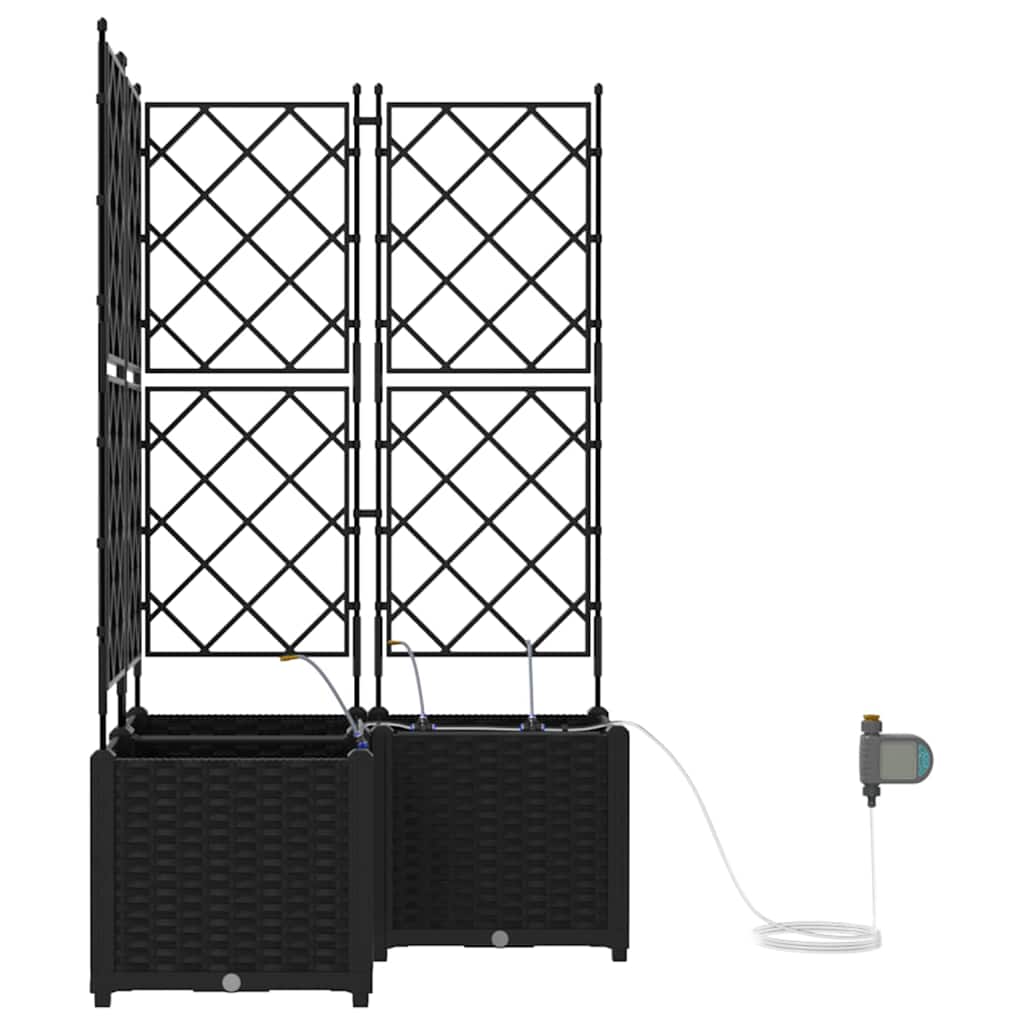 Vaso da giardino 3 pcs Nero Acciaio