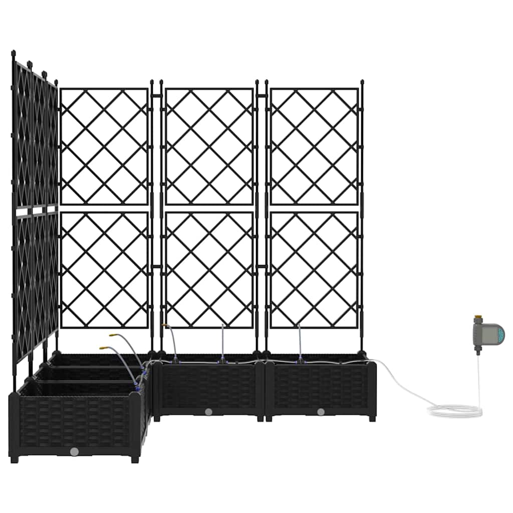 Vaso da giardino 5 pcs Nero Acciaio