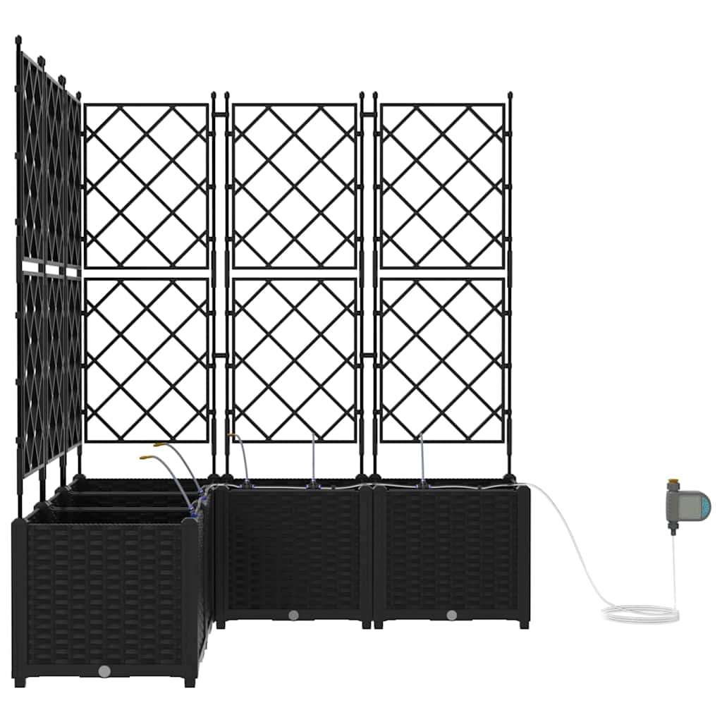 Vaso da giardino 5 pcs Nero Acciaio