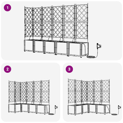 Vaso da giardino 5 pcs Nero Acciaio