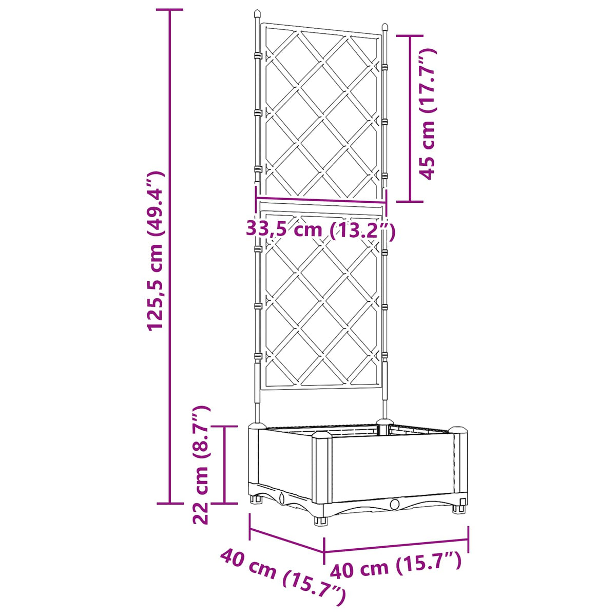 Vaso da giardino Grigio 40 x 40 x 125,5 cm PP | homemem39