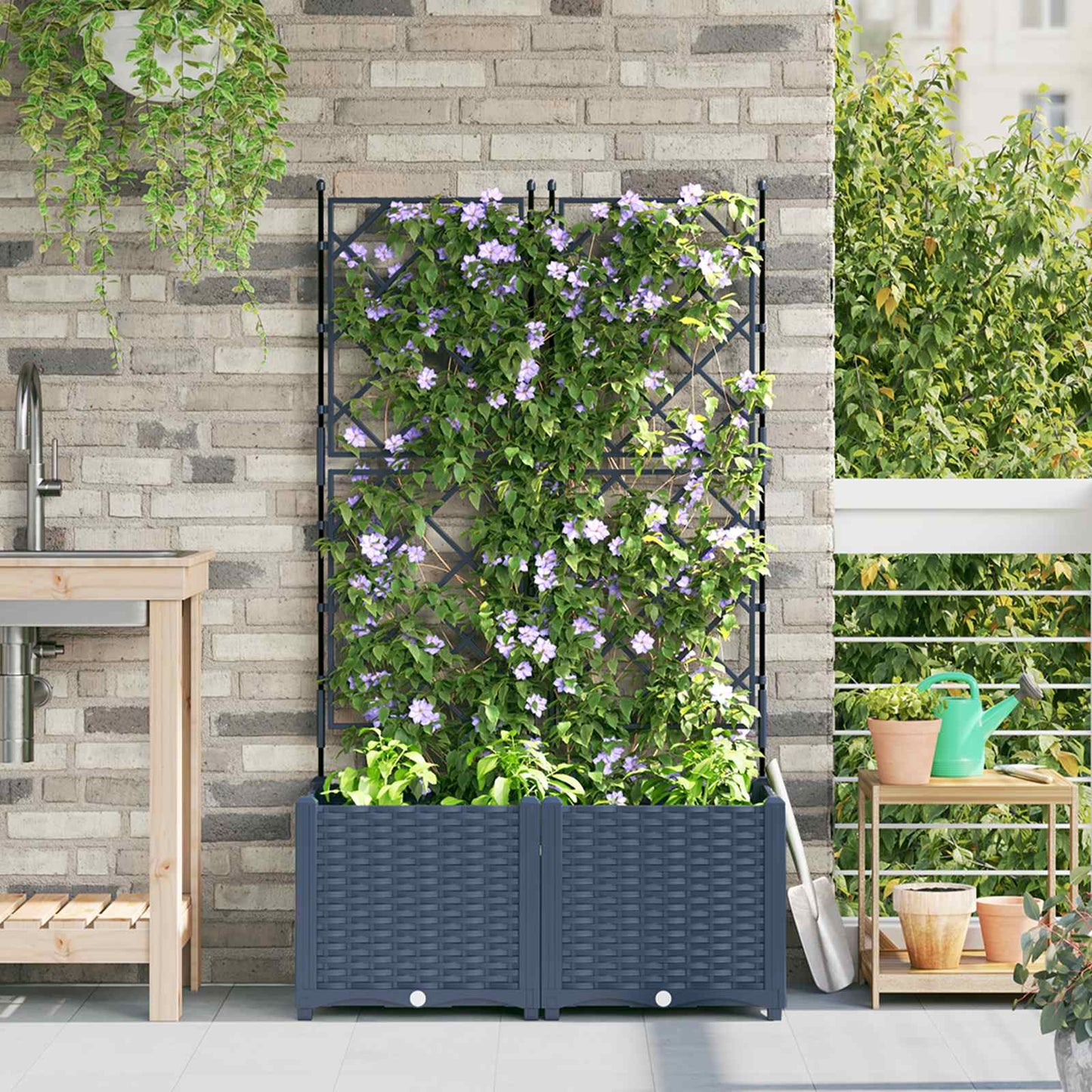 Vaso da giardino 2 pcs Grigio 80 x 40 x 143 cm Plastica | homemem39