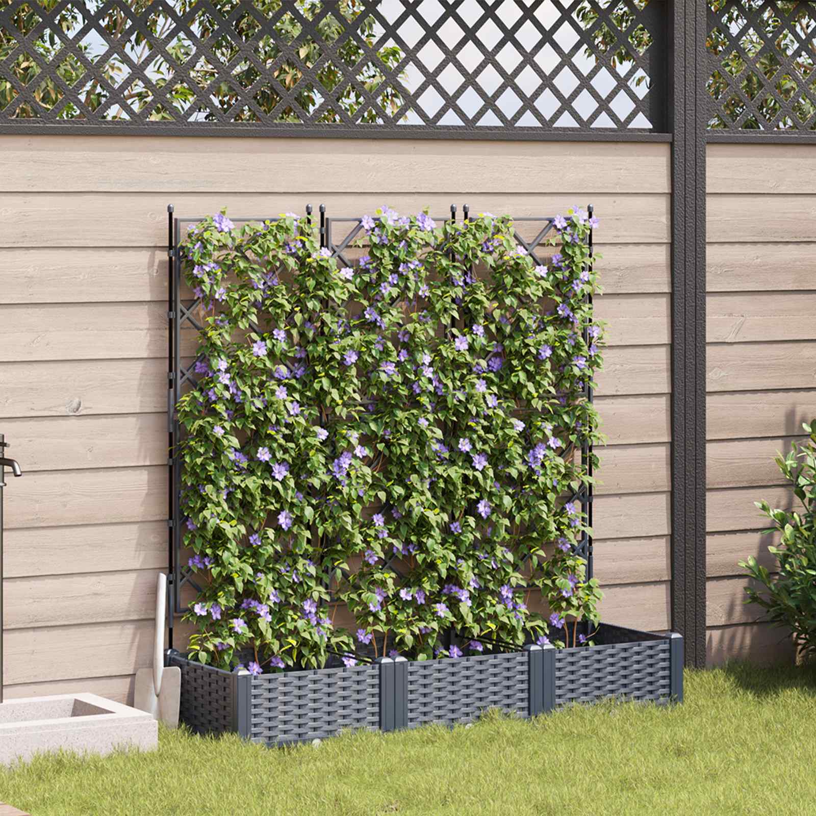 Vaso da giardino 3 pcs Grigio 120 x 40 x 125,5 cm Plastica | homemem39