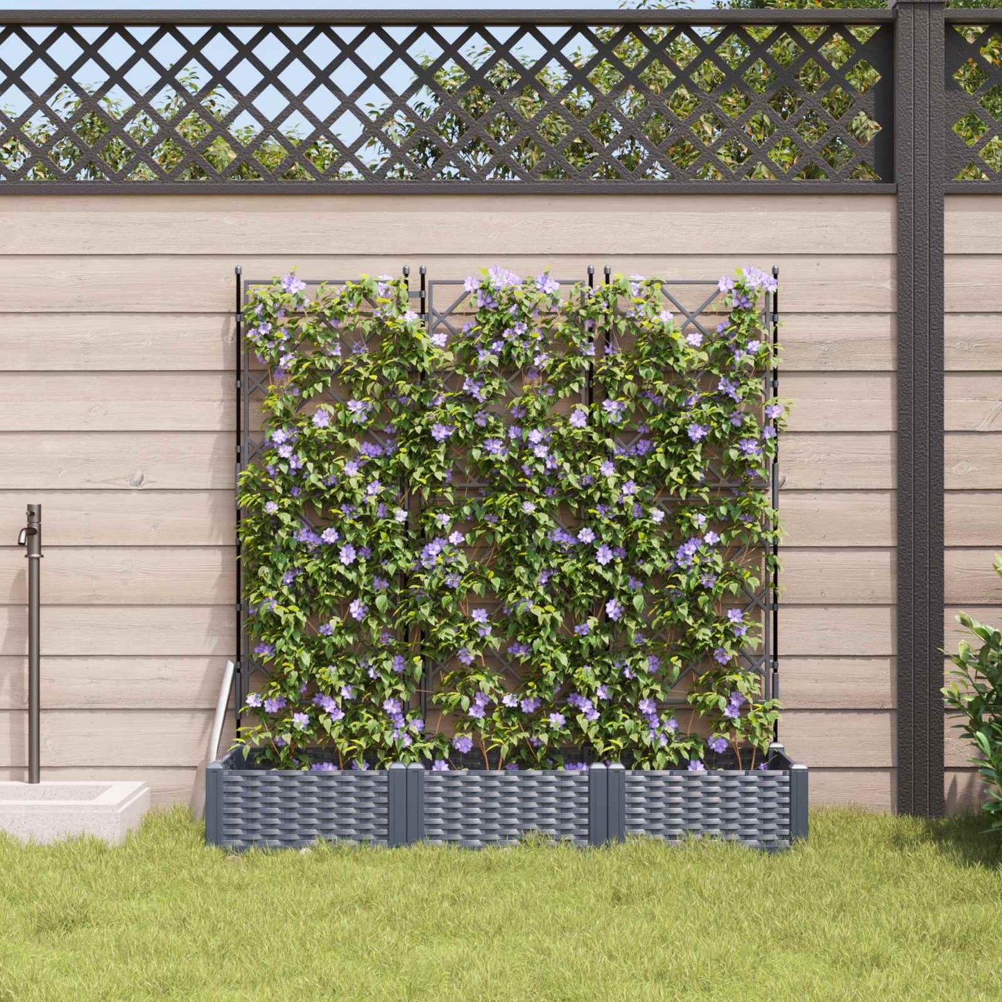 Vaso da giardino 3 pz Grigio 120 x 40 x 125,5 cm PP