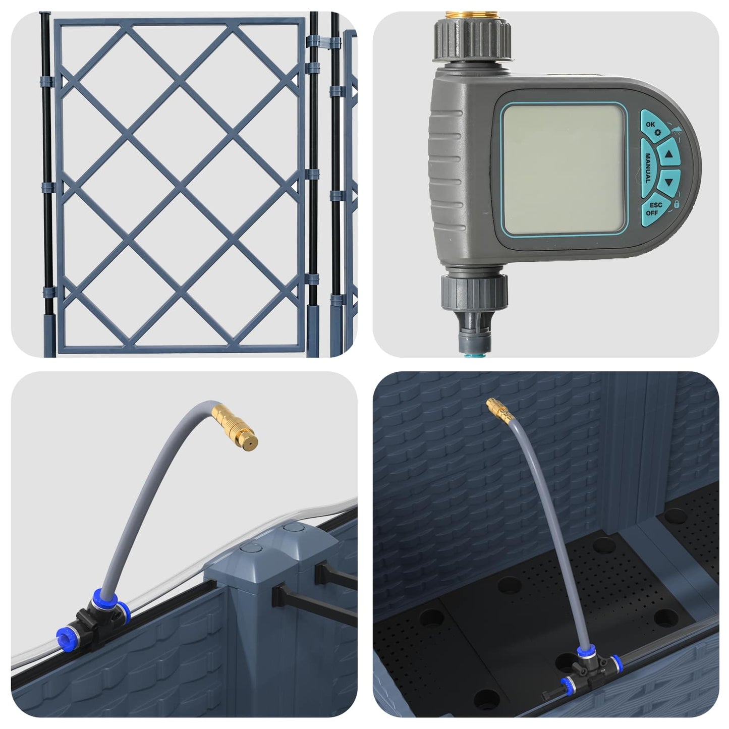 Vaso da giardino 3 pcs Grigio 120 x 40 x 143 cm Acciaio