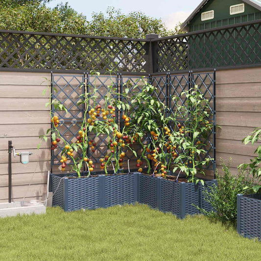Vaso da giardino 3 pz Grigio 80 x 80 x 143 cm PP