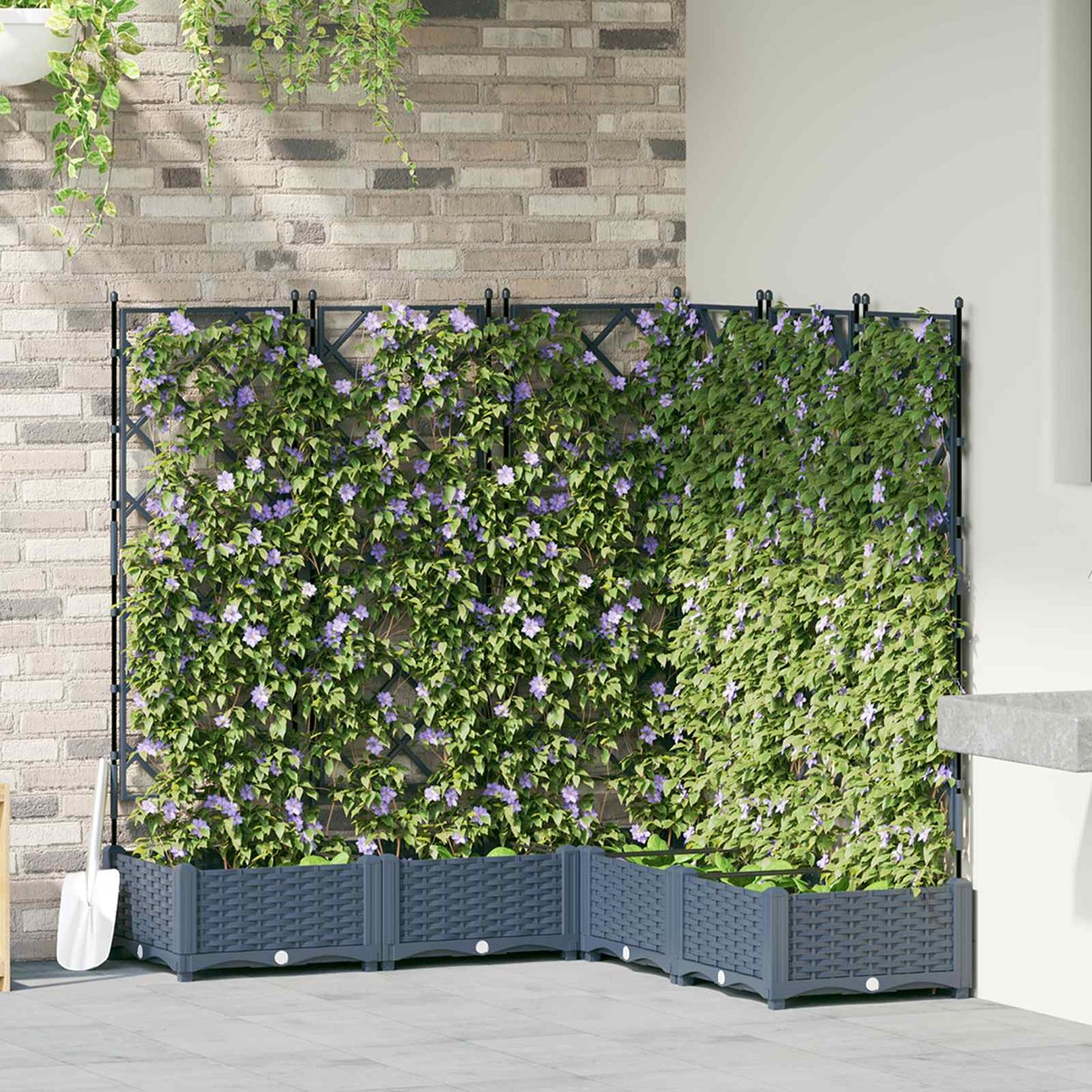 Vaso da giardino 5 pcs Grigio 120 x 120 x 125,5 cm Plastica | homemem39