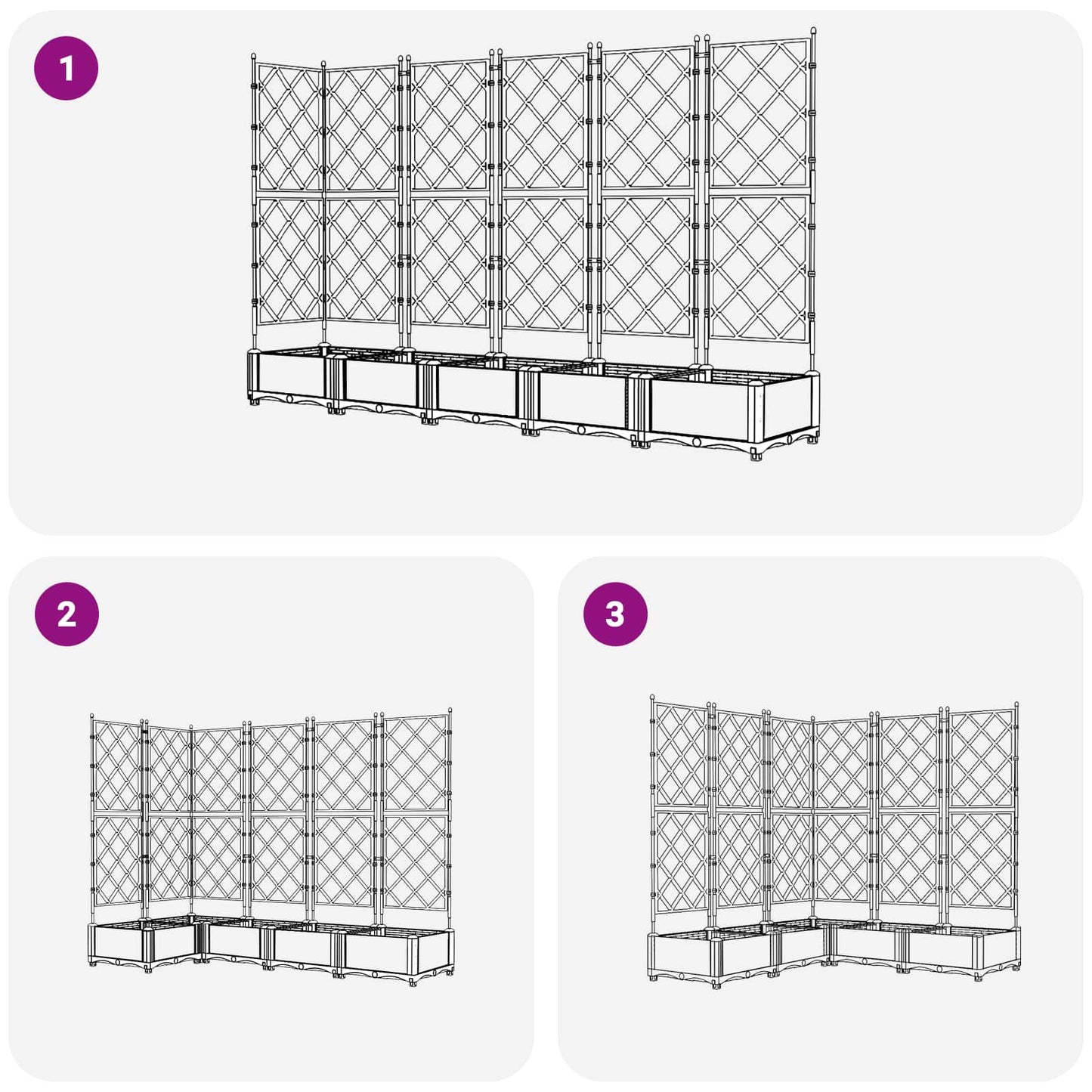 Vaso da giardino 5 pcs Grigio 120 x 120 x 125,5 cm Plastica | homemem39