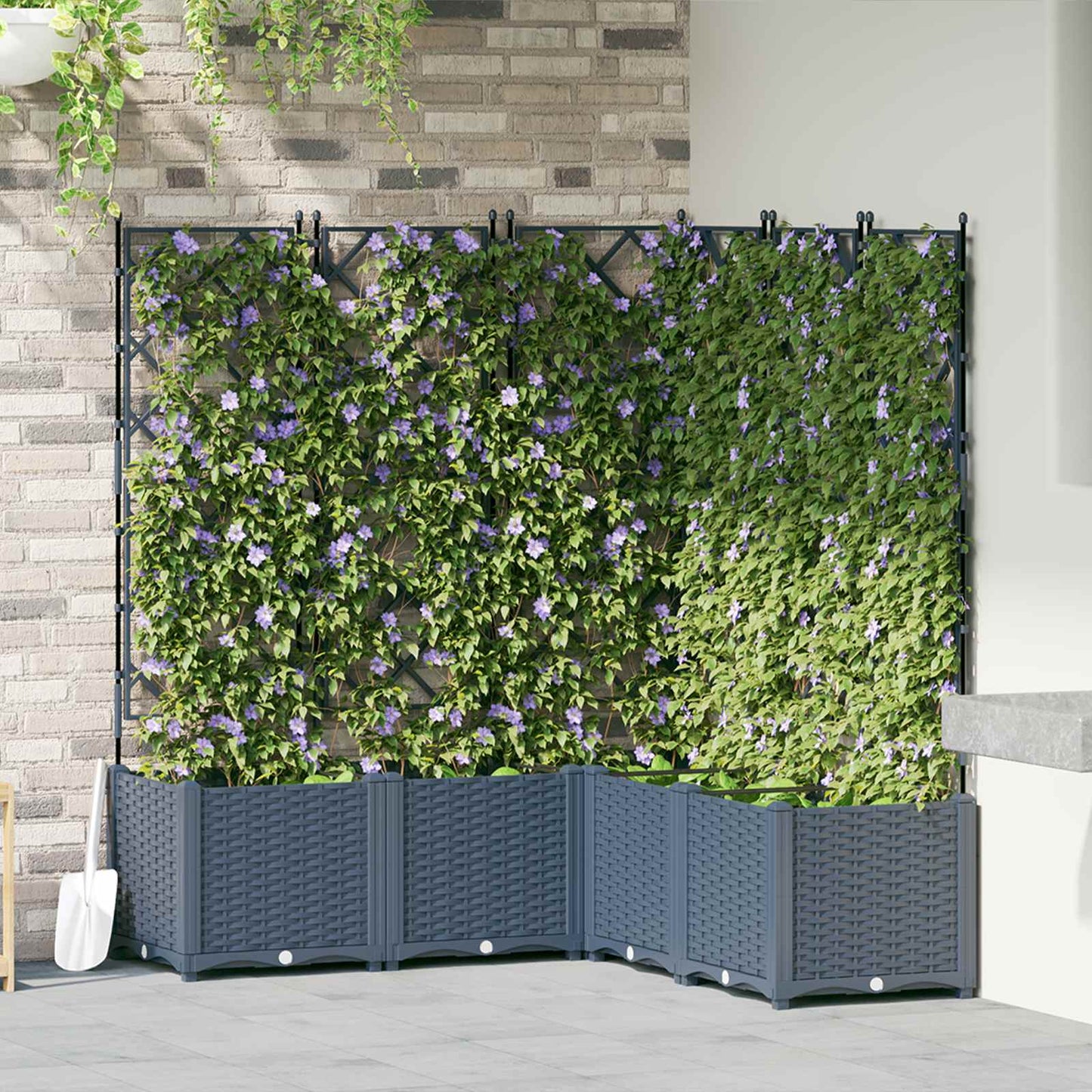 Vaso da giardino 5 pz Grigio 120 x 120 x 143 cm PP
