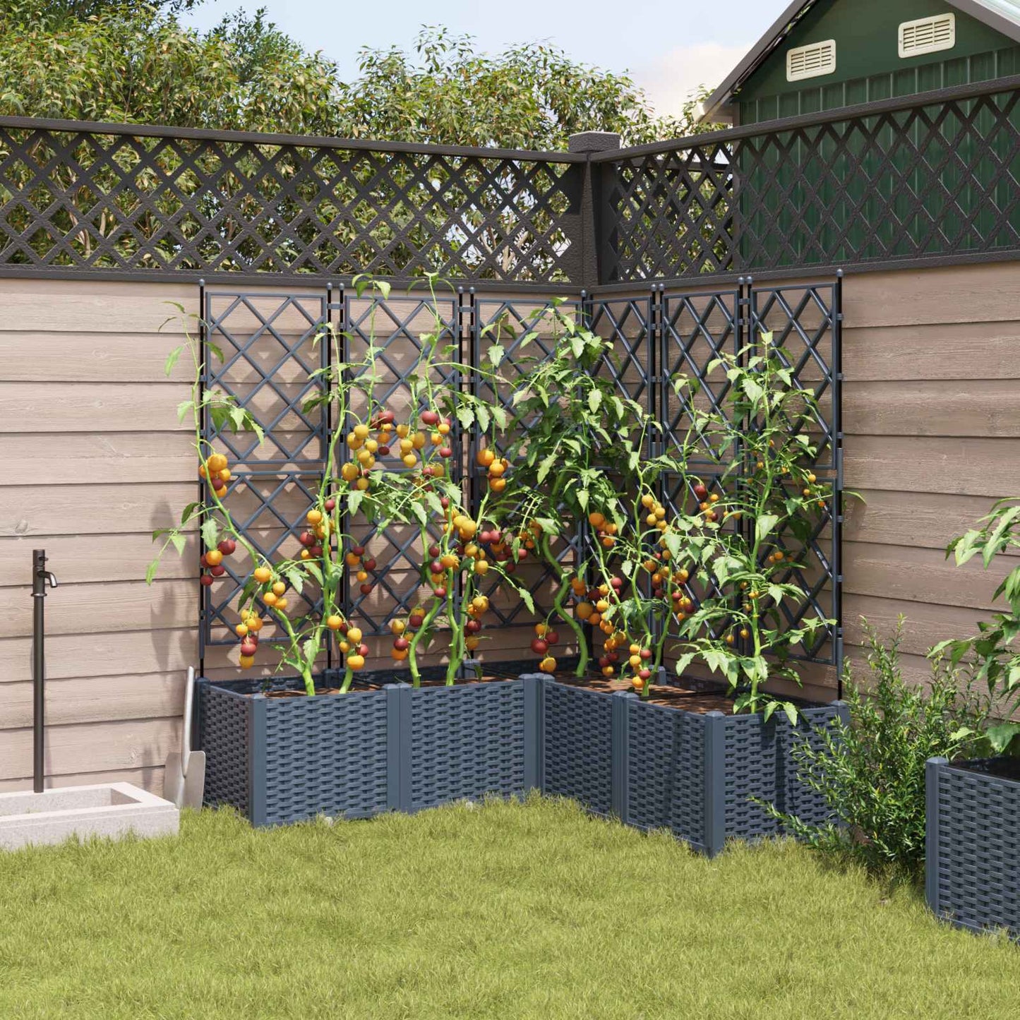 Vaso da giardino 5 pcs Grigio 120 x 120 x 143 cm Plastica