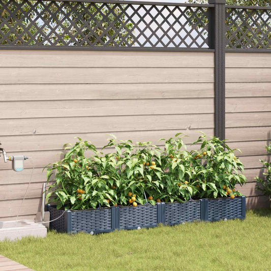 Vaso da giardino 4 pcs Grigio 160 x 40 x 22 cm Plastica
