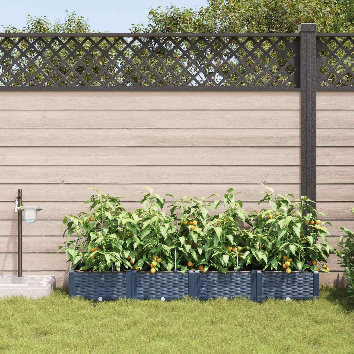 Vaso da giardino 4 pcs Grigio 160 x 40 x 22 cm Plastica