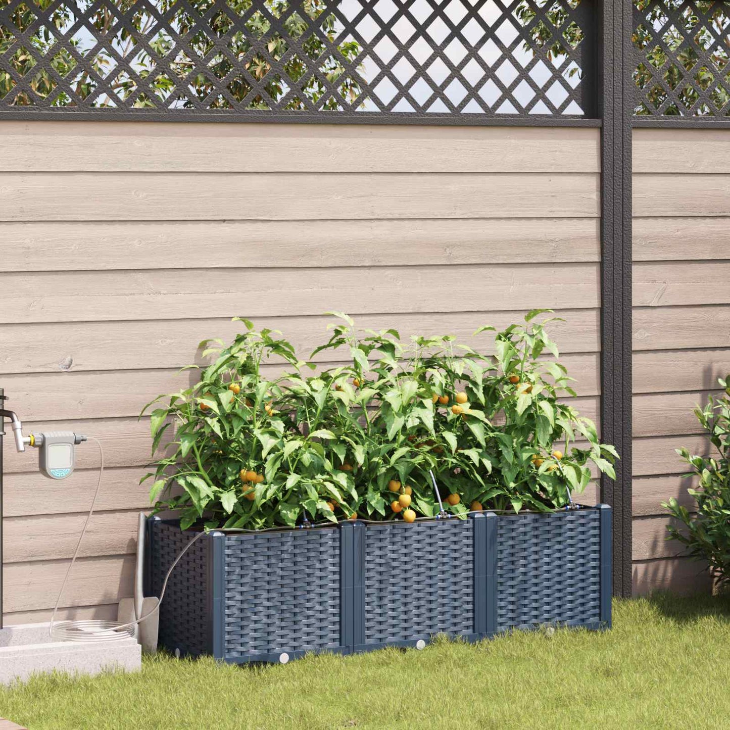 Vaso da giardino 3 pcs Grigio 120 x 40 x 37,5 cm Plastica