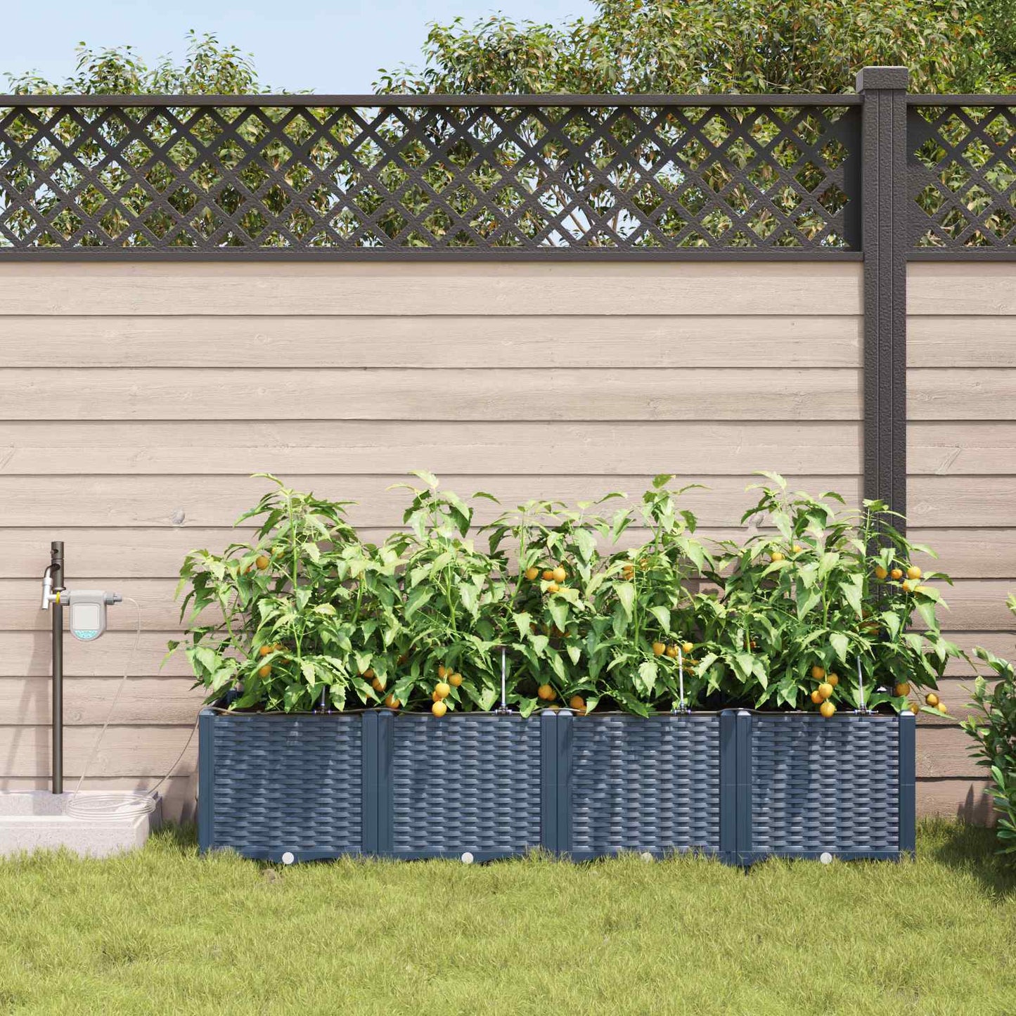 Vaso da giardino 4 pz Grigio 160 x 40 x 37,5 cm PP