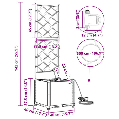 Vaso da giardino Grigio 40 x 40 x 142 cm Acciaio