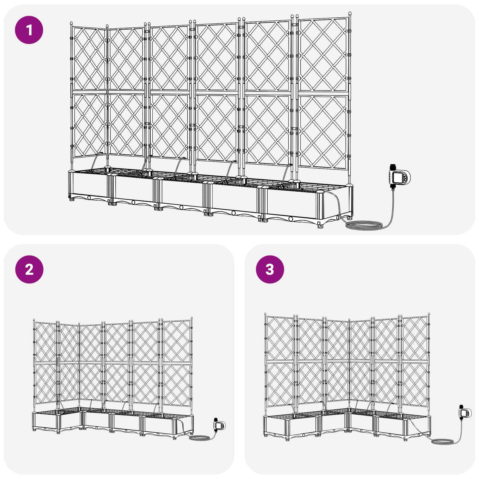 Vaso da giardino 5 pcs Grigio 120 x 120 x 126 cm Plastica | homemem39