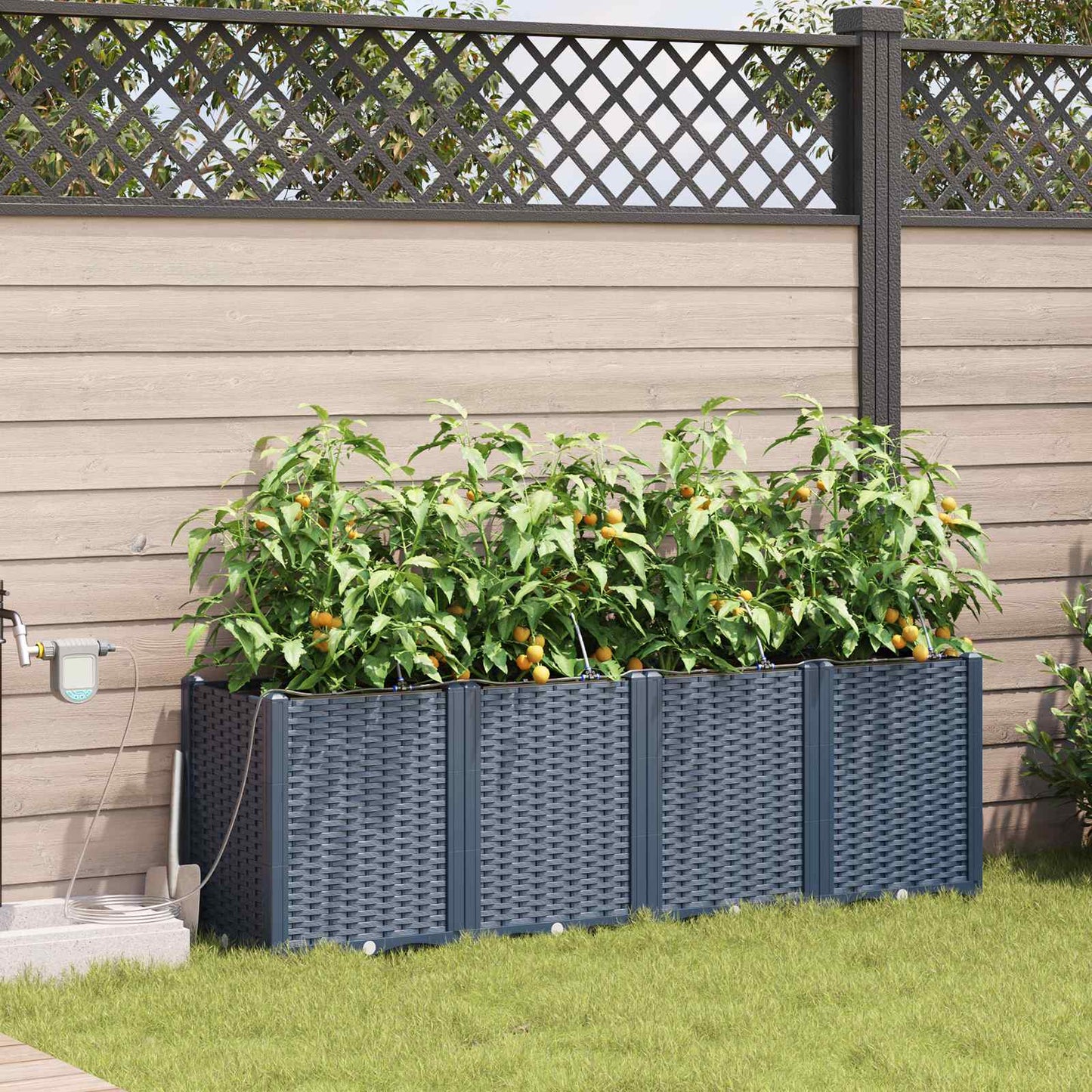 Vaso da giardino 4 pcs Grigio 160 x 40 x 52 cm Plastica | homemem39