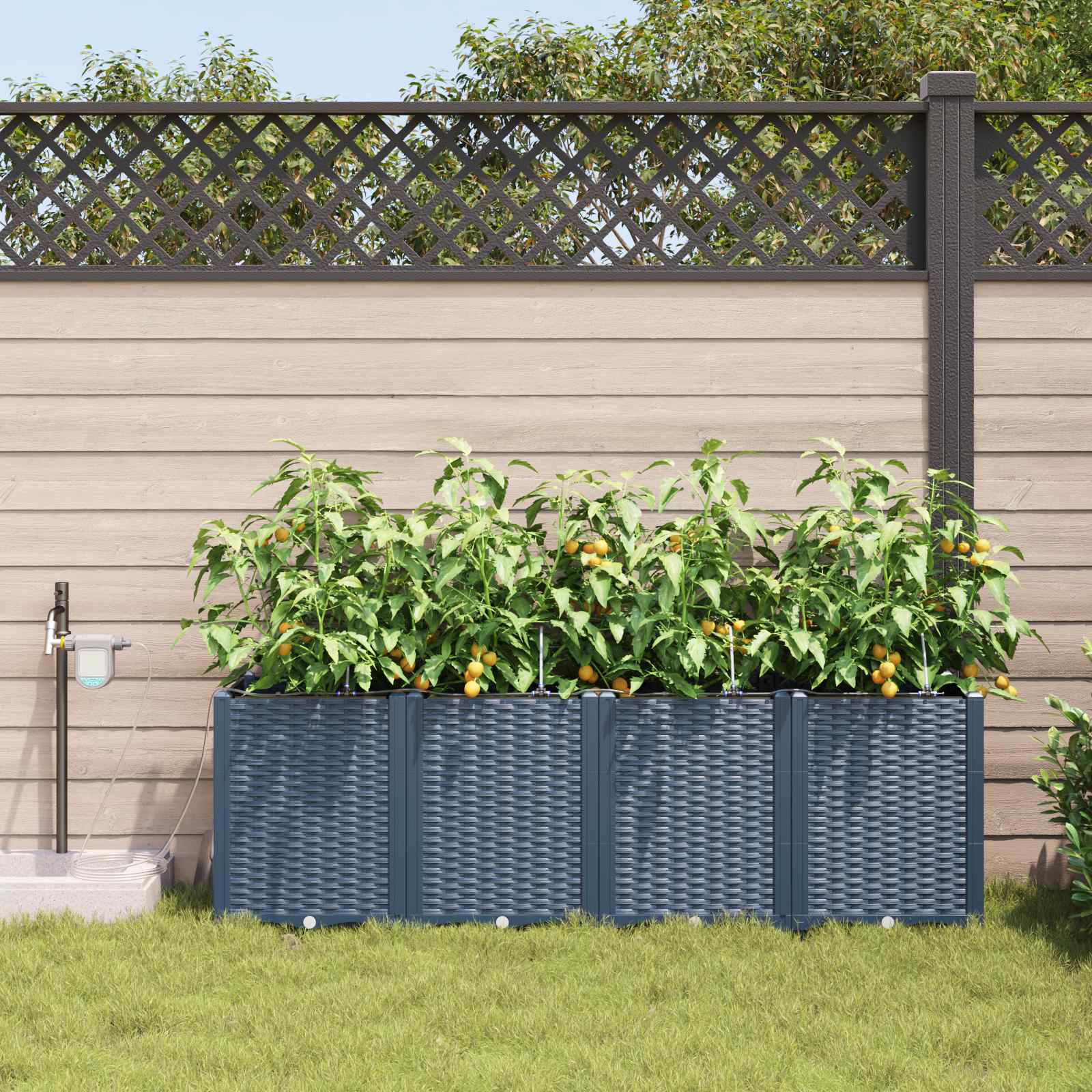 Vaso da giardino 4 pcs Grigio 160 x 40 x 52 cm Plastica | homemem39