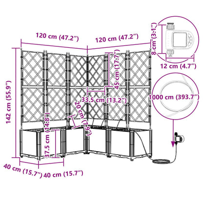 Vaso da giardino 4 pcs Grigio 120 x 120 x 142 cm Acciaio