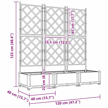 Vaso da giardino 3 pcs Grigio Chiaro 120 x 40 x 125,5 cm