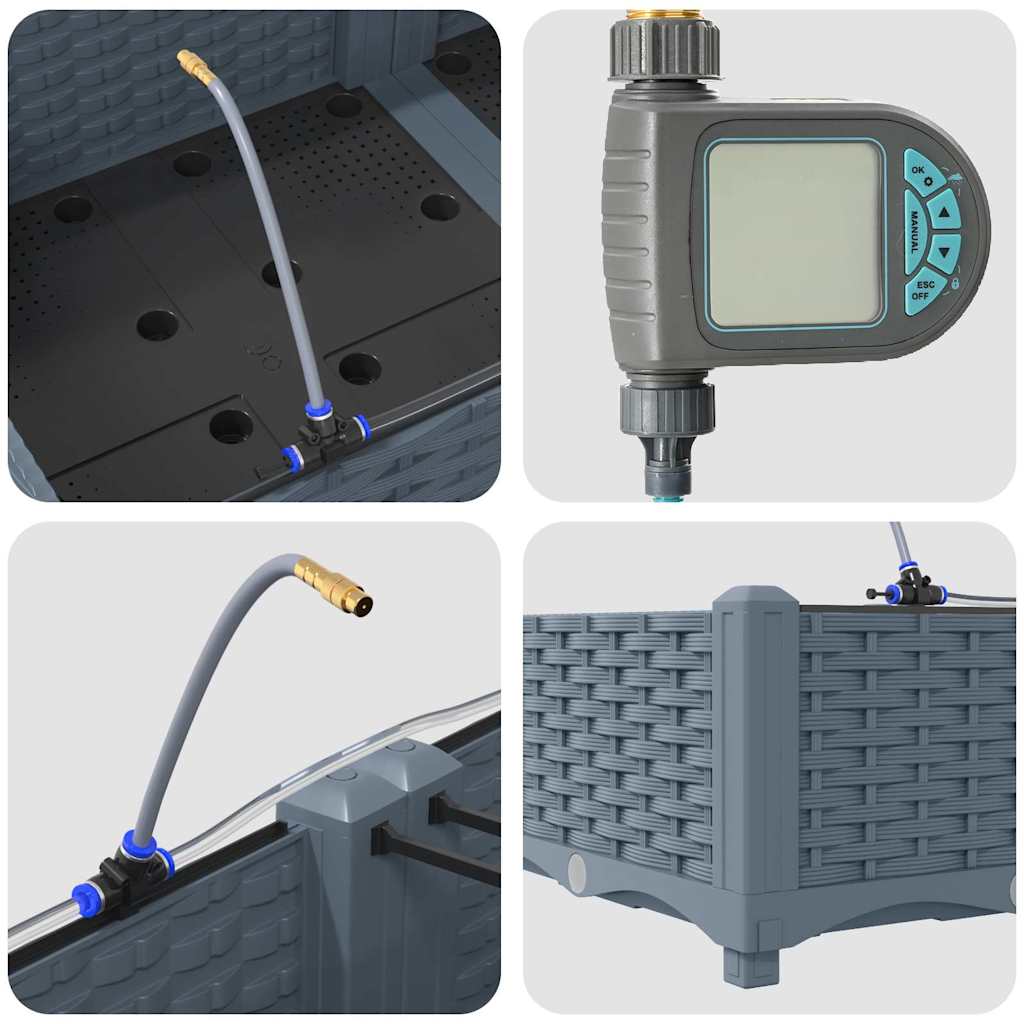 Vaso da giardino 4 pcs Grigio Chiaro Acciaio