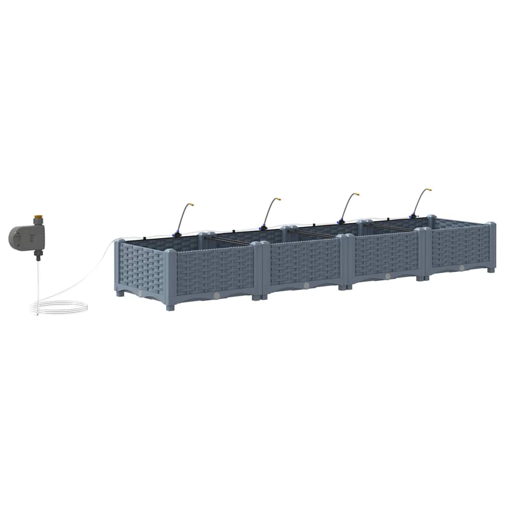 Vaso da giardino 4 pcs Grigio Chiaro Acciaio