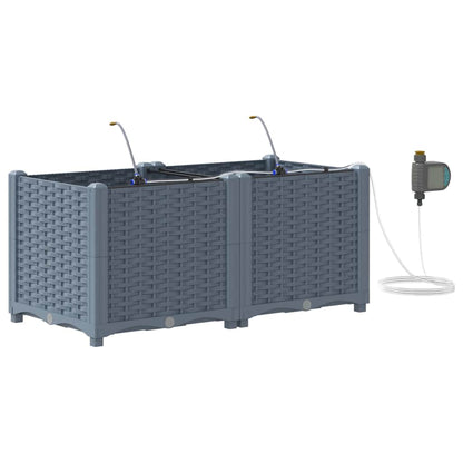Vaso da giardino 2 pz Grigio Chiaro 80 x 40 x 37,5 cm PP