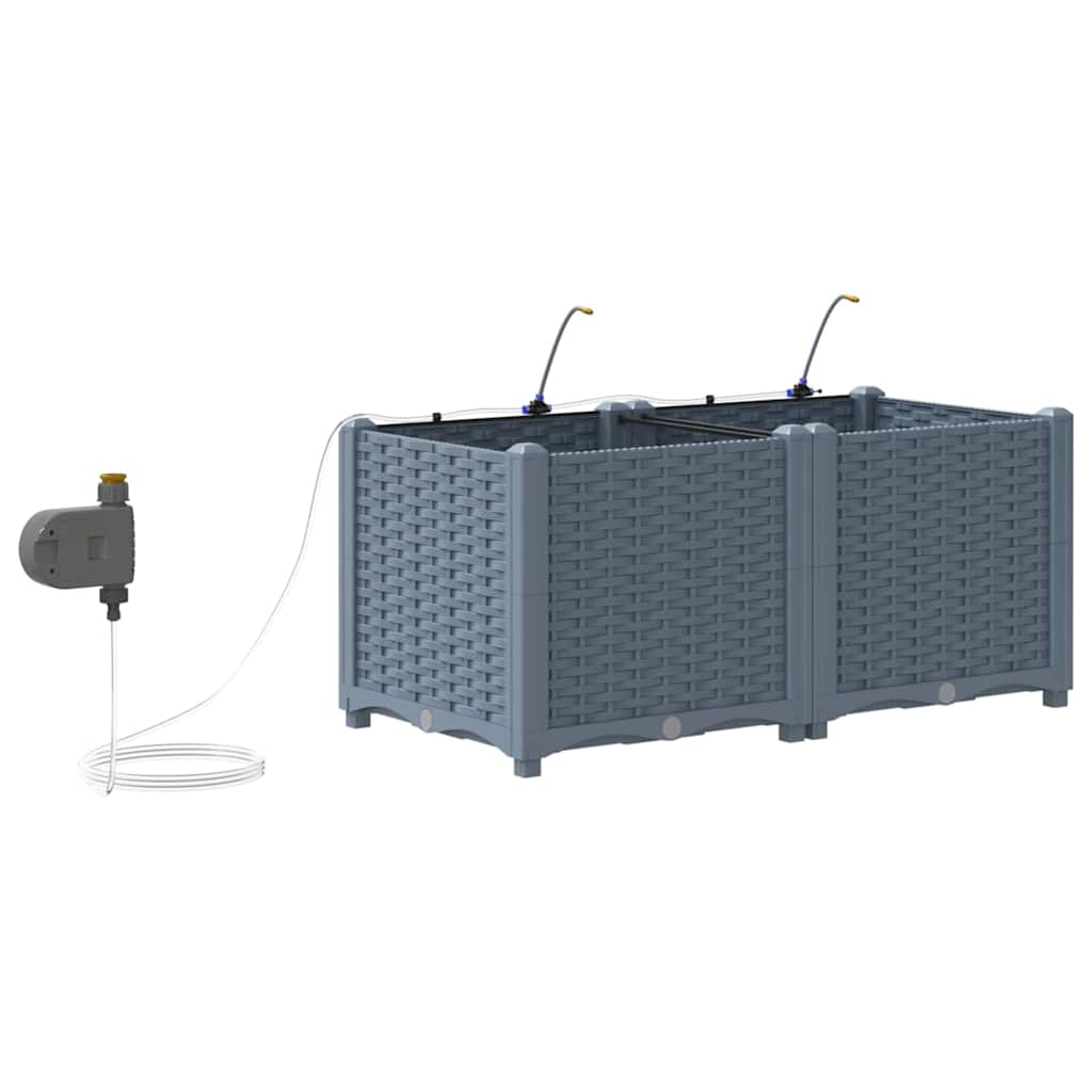 Vaso da giardino 2 pcs Grigio Chiaro Acciaio