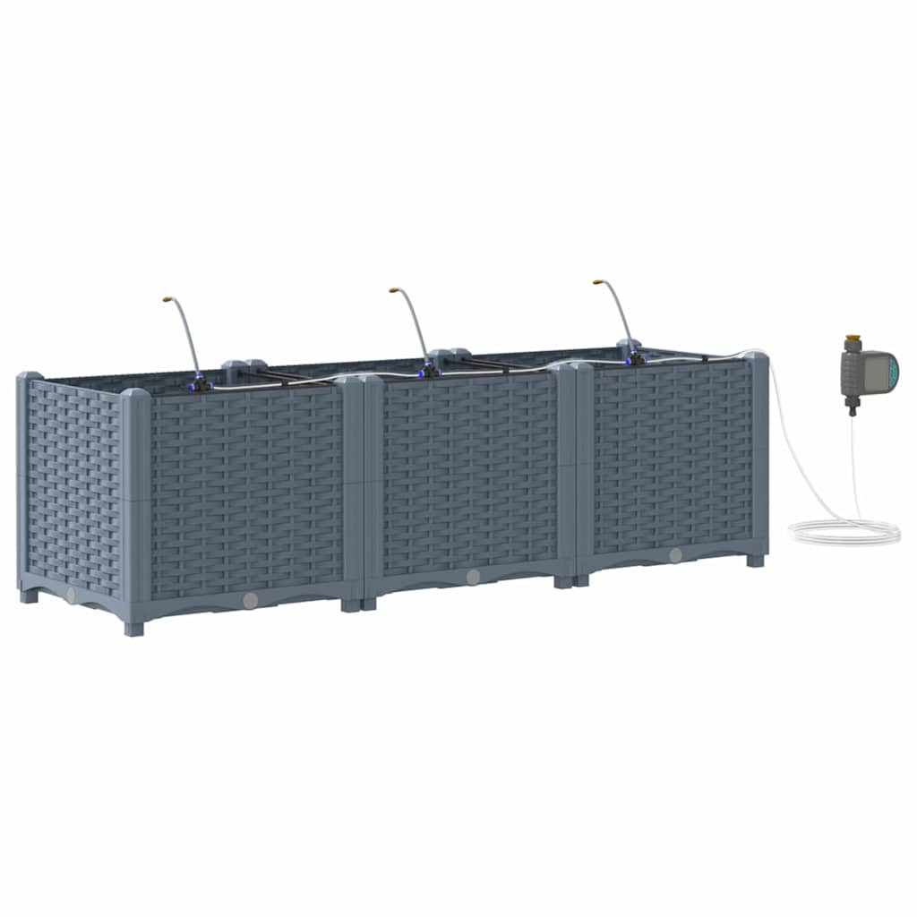 Vaso da giardino 3 pcs Grigio Chiaro Acciaio