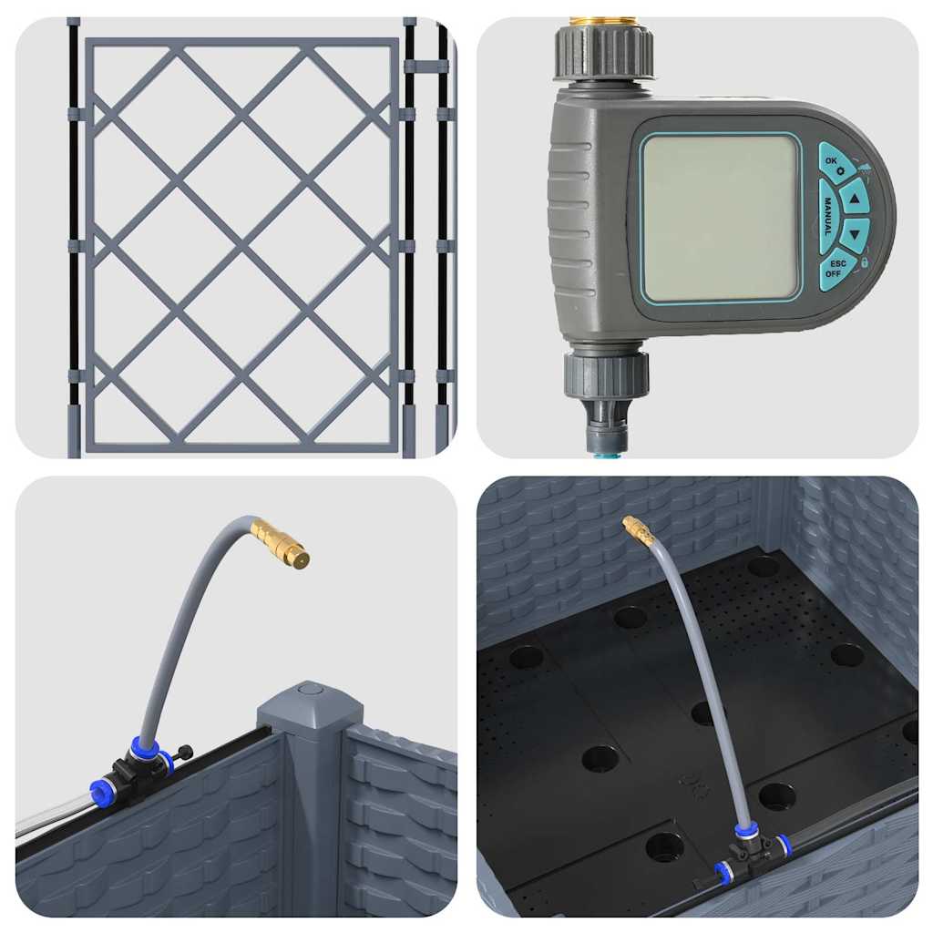 Vaso da giardino Grigio Chiaro 40 x 40 x 126 cm Acciaio