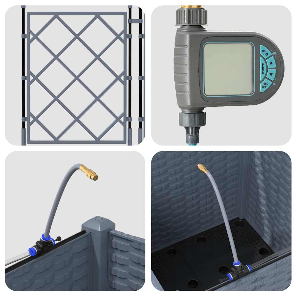 Vaso da giardino 2 pcs Grigio Chiaro Acciaio