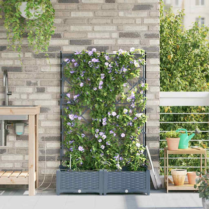 Vaso da giardino 2 pcs Grigio Chiaro Acciaio